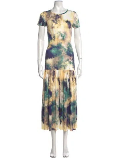 Pre-owned Misa Tie-dye Print Long Dress In Neutrals