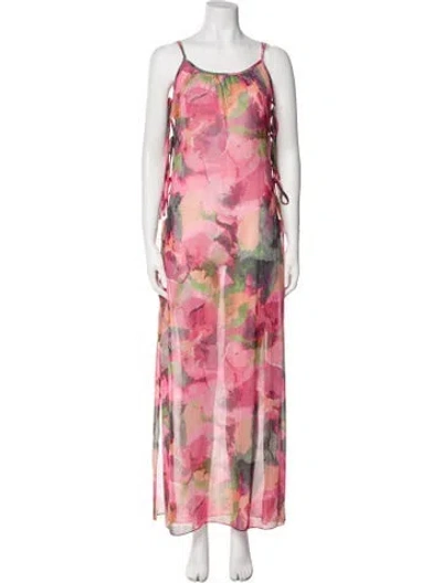 Pre-owned Misa Tie-dye Print Long Dress W/ Tags In Pink