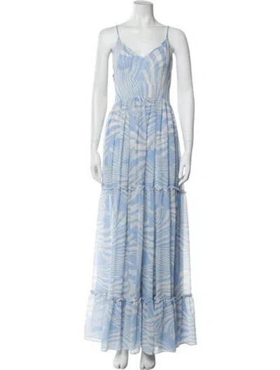 Pre-owned Misa Tie-dye Print Long Dress In White