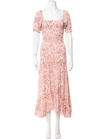 Pre-owned Misa Tie-dye Print Midi Length Dress In Pink