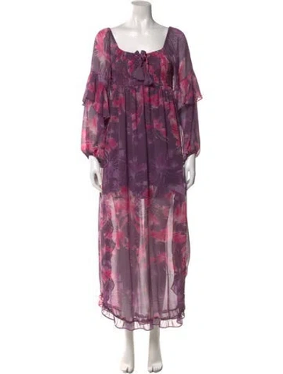 Pre-owned Misa Tie-dye Print Midi Length Dress In Purple