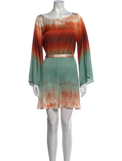 Pre-owned Misa Tie-dye Print Mini Dress In Green