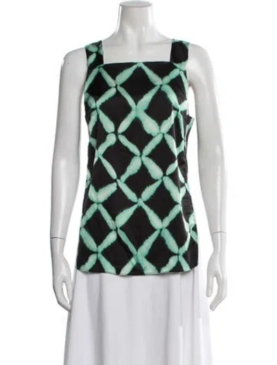 Pre-owned Misa Tie-dye Print Square Neckline Top W/ Tags In Green