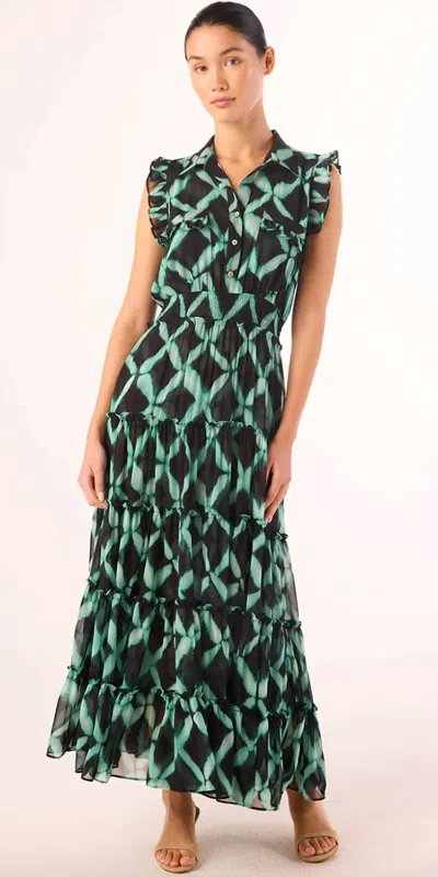 Misa Trina Maxi Dress In Lattice In Green
