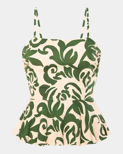 Misa Trista Peplum-hem Top In Green