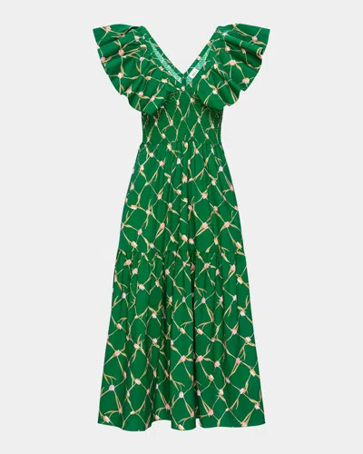 Misa Tulip Lattice Leona Midi Dress In Tulip Lattice Ctn