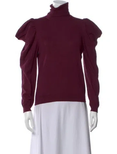 Pre-owned Misa Turtleneck Long Sleeve Top In Burgundy