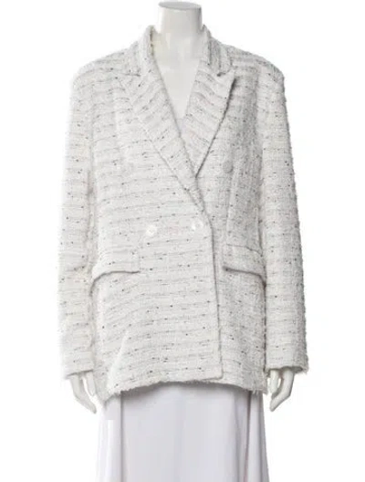 Pre-owned Misa Tweed Pattern Blazer In White