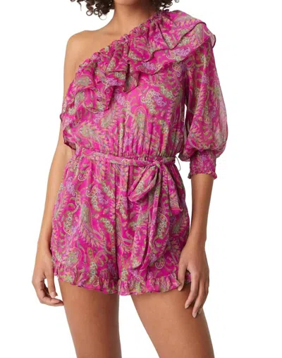 Misa Vala Romper In Fuchsia Paisley In Pink