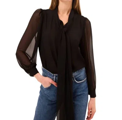 Misa Velma Silk Blouson Sleeves Top In Black