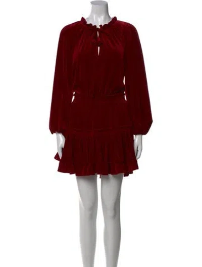 Pre-owned Misa Velour Mini Dress In Red