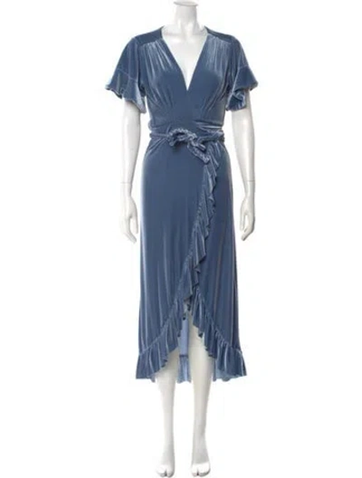 Pre-owned Misa Velvet Long Dress In Blue