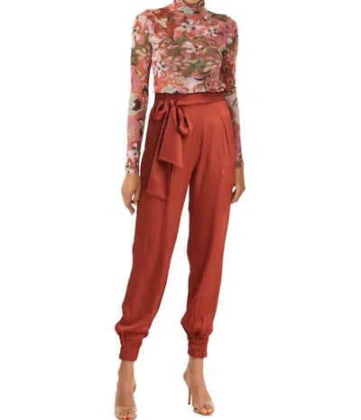 Misa Vep Pant In Burnt Orange Satin