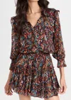 Misa Vittoria Mini Dress In Peacock Abstract In Multi