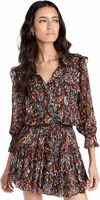 Misa Vittoria Mini Dress In Peacock Abstract In Blue