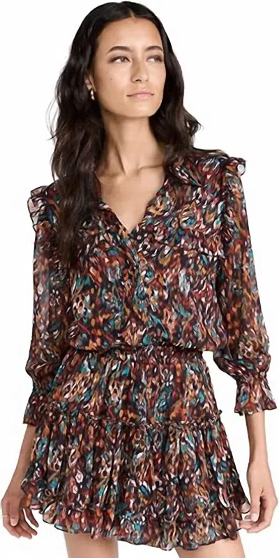 Misa Vittoria Mini Dress In Peacock In Blue