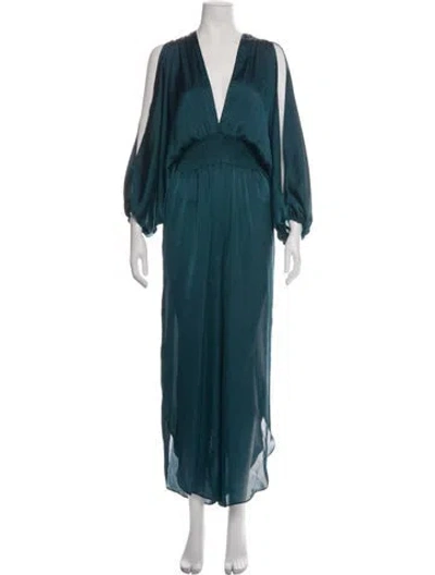 Pre-owned Misa V-neck Jumpsuit In Green