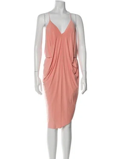 Pre-owned Misa V-neck Knee-length Dress In Pink