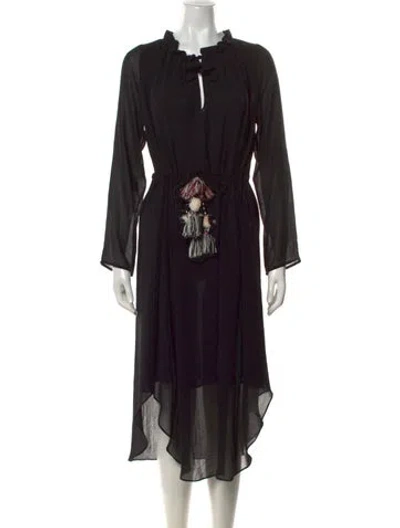 Pre-owned Misa V-neck Long Dress In Black