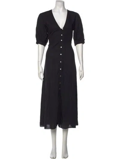 Pre-owned Misa V-neck Long Dress In Black
