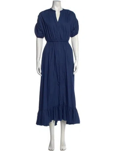 Pre-owned Misa V-neck Long Dress In Blue