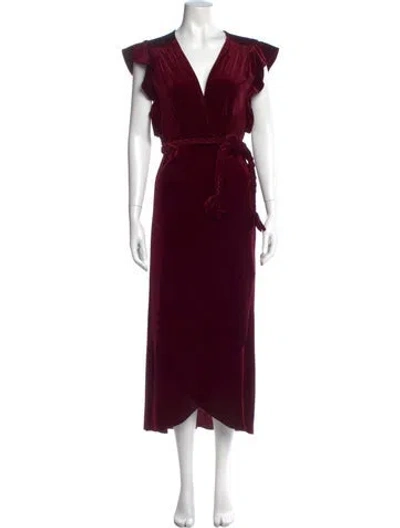 Pre-owned Misa V-neck Long Dress In Burgundy