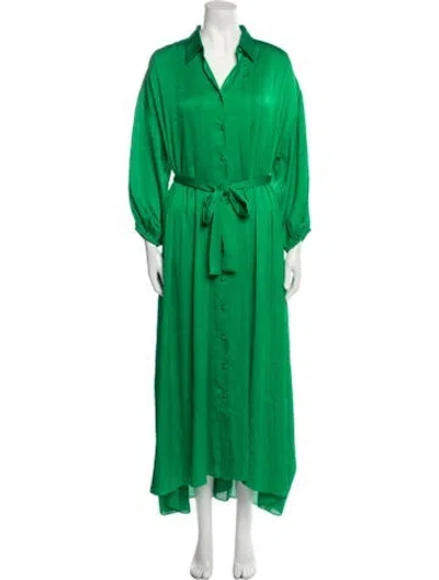 Pre-owned Misa V-neck Long Dress In Green