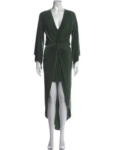 Pre-owned Misa V-neck Long Dress In Green