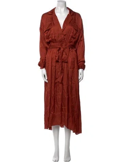 Pre-owned Misa V-neck Long Dress In Orange