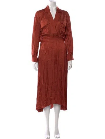 Pre-owned Misa V-neck Long Dress In Orange