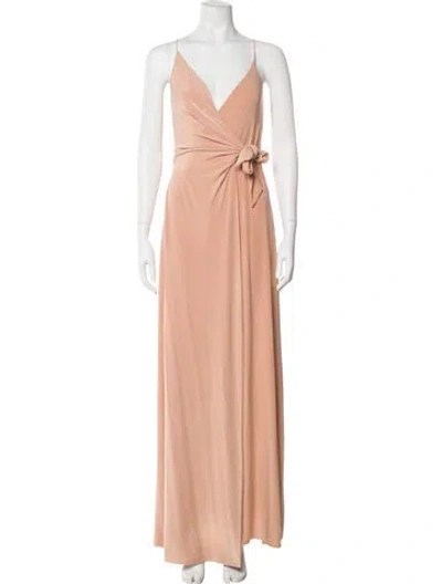 Pre-owned Misa V-neck Long Dress In Pink