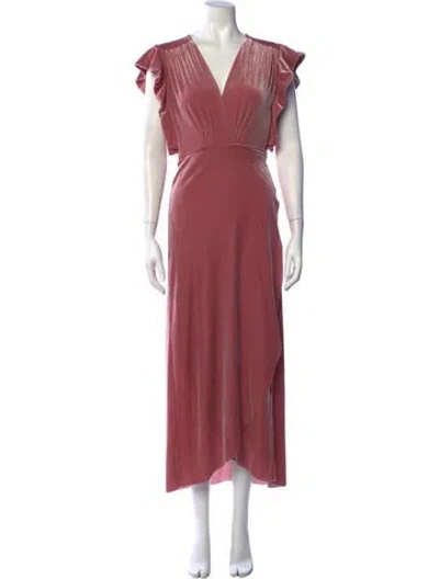 Pre-owned Misa V-neck Long Dress In Pink