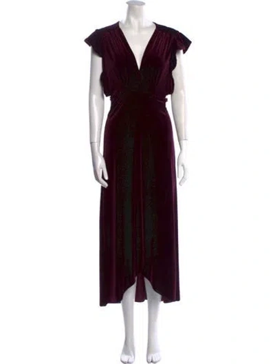 Pre-owned Misa V-neck Long Dress In Purple