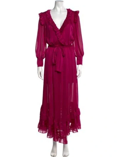 Pre-owned Misa V-neck Long Dress In Purple