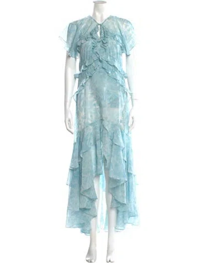 Pre-owned Misa V-neck Long Dress W/ Tags In Blue