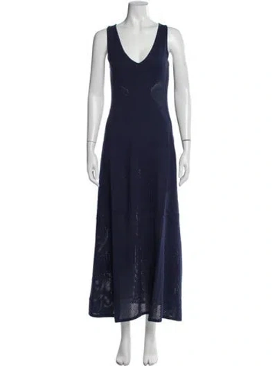 Pre-owned Misa V-neck Long Dress W/ Tags In Blue