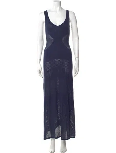 Pre-owned Misa V-neck Long Dress W/ Tags In Blue