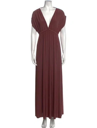 Pre-owned Misa V-neck Long Dress W/ Tags In Brown