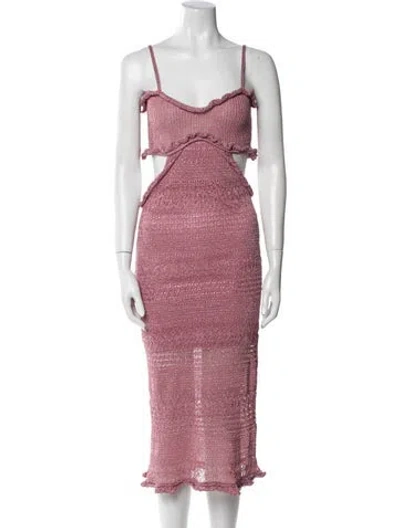 Pre-owned Misa V-neck Midi Length Dress