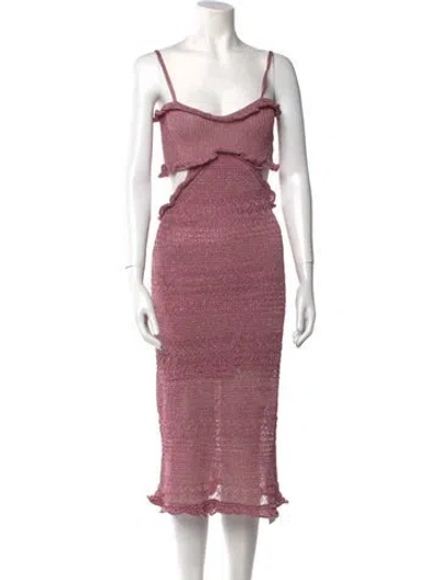 Pre-owned Misa V-neck Midi Length Dress