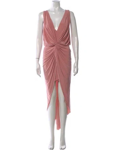 Pre-owned Misa V-neck Midi Length Dress W/ Tags In Pink