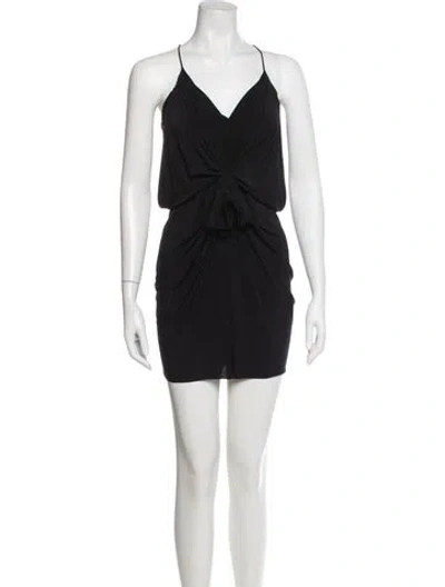 Pre-owned Misa V-neck Mini Dress In Black
