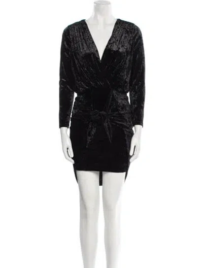Pre-owned Misa V-neck Mini Dress In Black