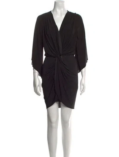 Pre-owned Misa V-neck Mini Dress In Black
