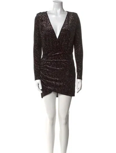 Pre-owned Misa V-neck Mini Dress In Black