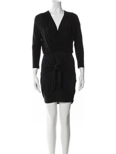 Pre-owned Misa V-neck Mini Dress In Black