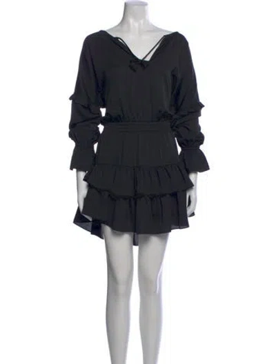 Pre-owned Misa V-neck Mini Dress In Black