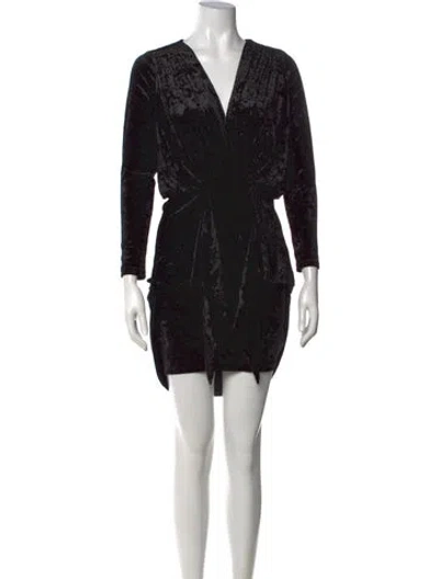 Pre-owned Misa V-neck Mini Dress In Black