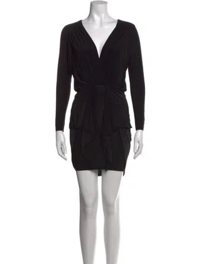 Pre-owned Misa V-neck Mini Dress In Black