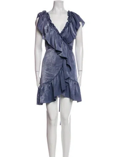 Pre-owned Misa V-neck Mini Dress In Blue